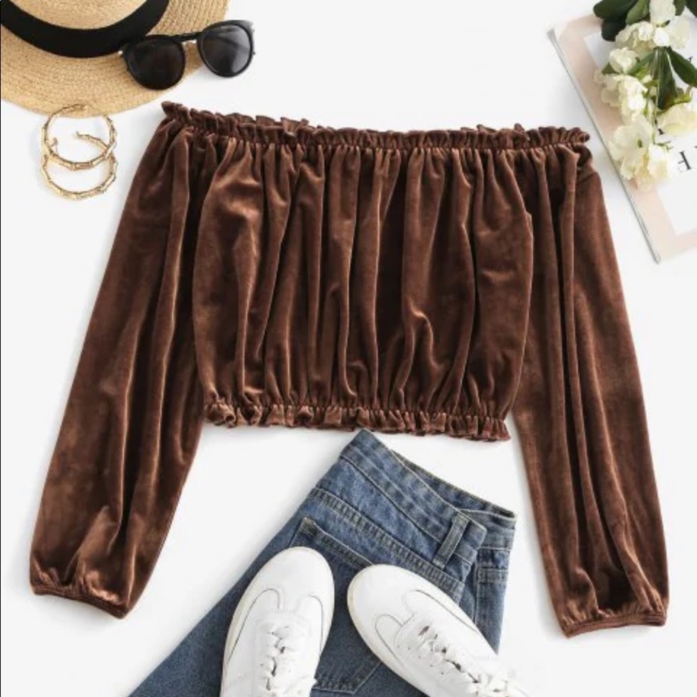Velvet Ruffle Top NWOT
